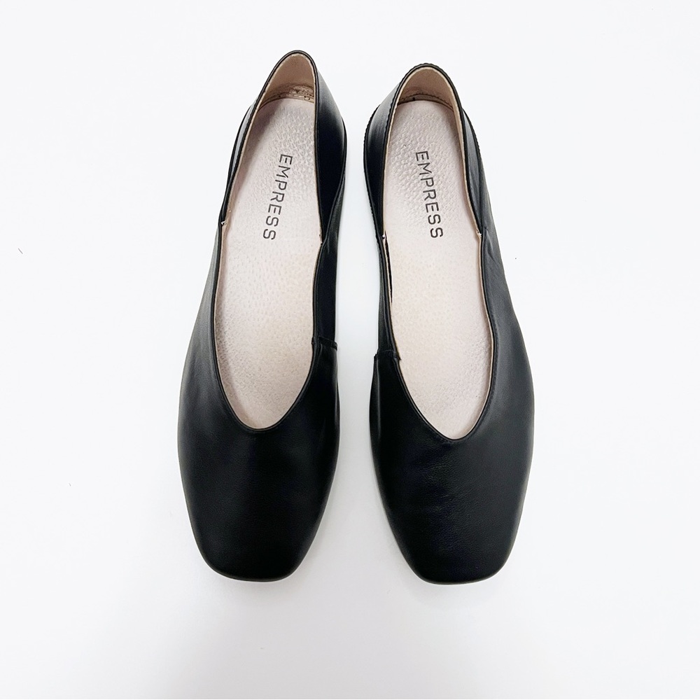 Empress Australia Black Leather Ballet Flat, The Comfi Flat, US 9